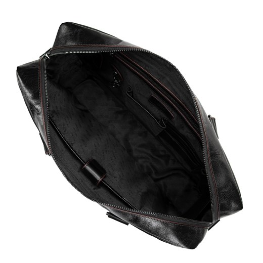 Męska torba na laptopa 12” skórzana z brązową lamówką czarna WITTCHEN