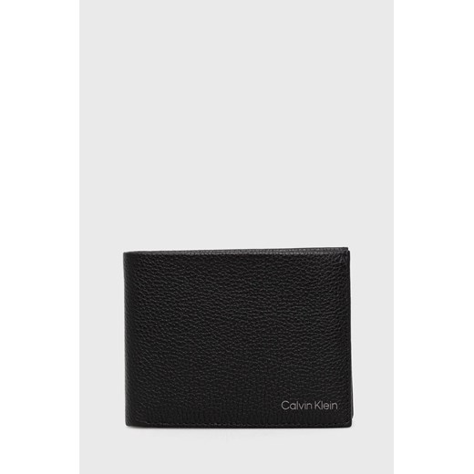 Calvin Klein Portfel skórzany męski kolor czarny ze sklepu ANSWEAR.com w kategorii Portfele męskie - zdjęcie 172640164