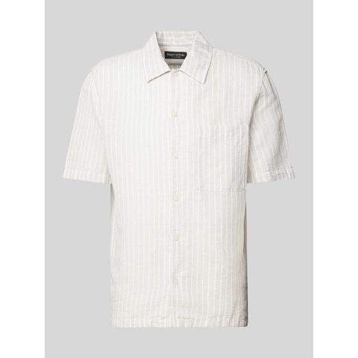 Koszula lniana o kroju regular fit ze wzorem w paski ze sklepu Peek&Cloppenburg  w kategorii Koszule męskie - zdjęcie 172641272