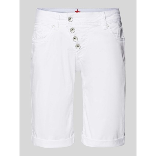 Szorty jeansowe o kroju straight fit z asymetryczną listwą guzikową ze sklepu Peek&Cloppenburg  w kategorii Szorty - zdjęcie 172641300
