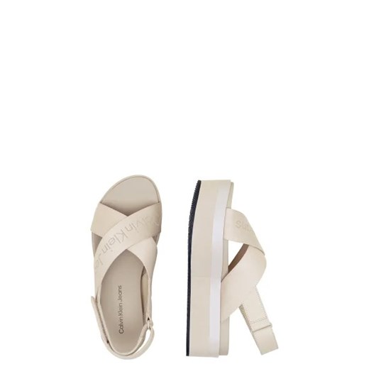 Sandały damskie Calvin Klein na platformie z klamrą na lato skórzane 
