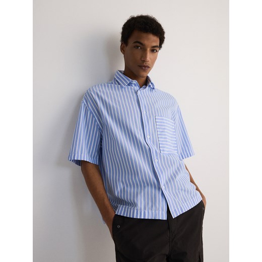 Reserved - Koszula boxy w paski - niebieski ze sklepu Reserved w kategorii Koszule męskie - zdjęcie 172644901