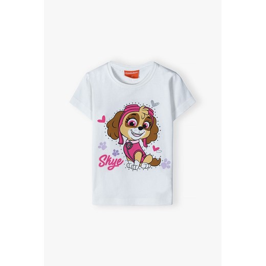 Bawełniany t-shirt dziewczęcy Psi Patrol - biały ze sklepu 5.10.15 w kategorii Bluzki dziewczęce - zdjęcie 172645160