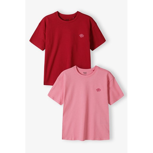 T-shirty dla dziewczynki - różowy i bordowy - 2pak - Limited Edition ze sklepu 5.10.15 w kategorii Bluzki dziewczęce - zdjęcie 172645213