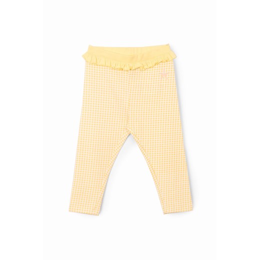Spodnie dziewczęce sportowe z falbanką - żółte w kratkę ze sklepu 5.10.15 w kategorii Spodnie i półśpiochy - zdjęcie 172645232