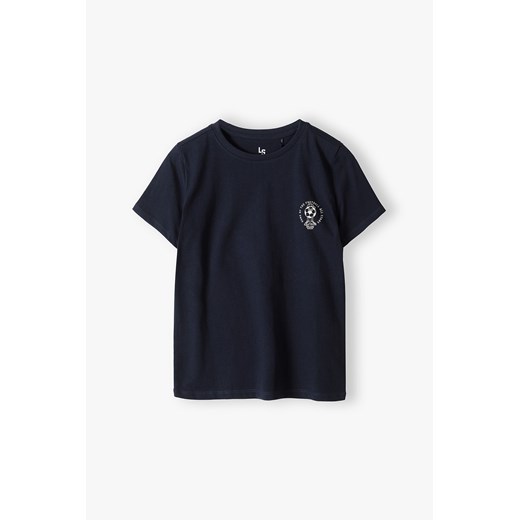 Granatowy t-shirt bawełniany z nadrukiem dla chłopca Lincoln & Sharks By 5.10.15. 134 5.10.15