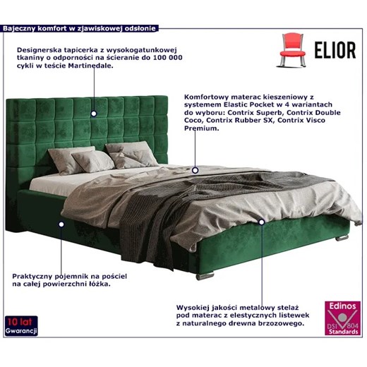 Łóżko tapicerowane 120x200 Salerno 4X - 36 kolorów Elior One Size Edinos.pl