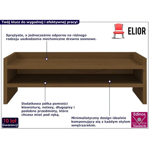 Klasyczna półka na biurko miodowy brąz - Uhress Elior One Size wyprzedaż Edinos.pl