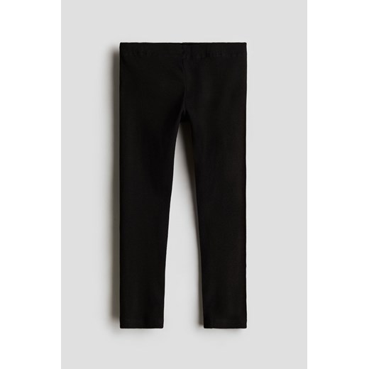 H & M - Legginsy z dżerseju w prążki - Czarny ze sklepu H&M w kategorii Spodnie dziewczęce - zdjęcie 172648054