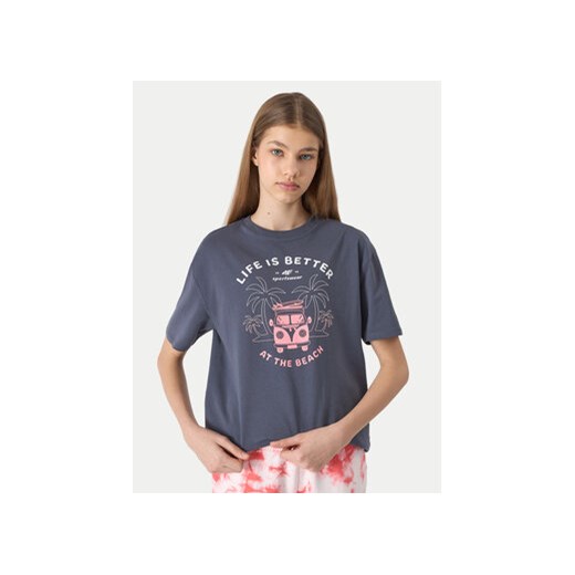 4F T-Shirt 4FJWSS24TTSHF1146 Szary Loose Fit ze sklepu MODIVO w kategorii Bluzki dziewczęce - zdjęcie 172648912