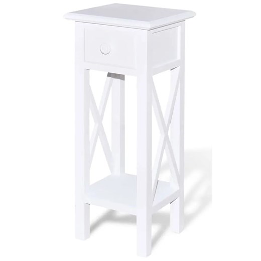 Biały stolik boczny z szufladą - Kroton ze sklepu Edinos.pl w kategorii Doniczki i osłonki - zdjęcie 172649644