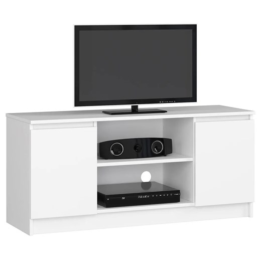 Biała szafka pod telewizor z półkami - Darius 3X 120 cm ze sklepu Edinos.pl w kategorii Szafki RTV - zdjęcie 172649722
