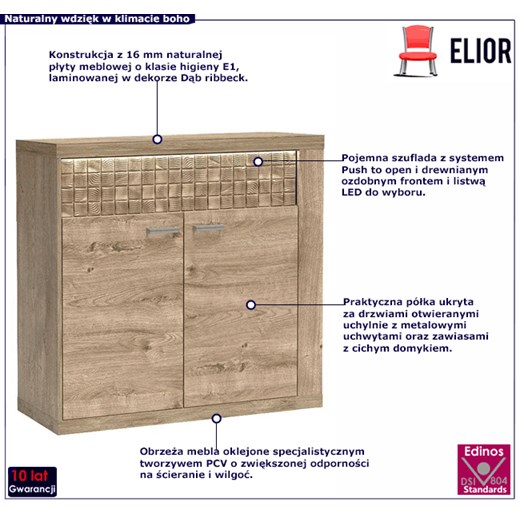 Komoda z szafką i szufladą dąb ribbeck - Inga 9X Elior One Size Edinos.pl