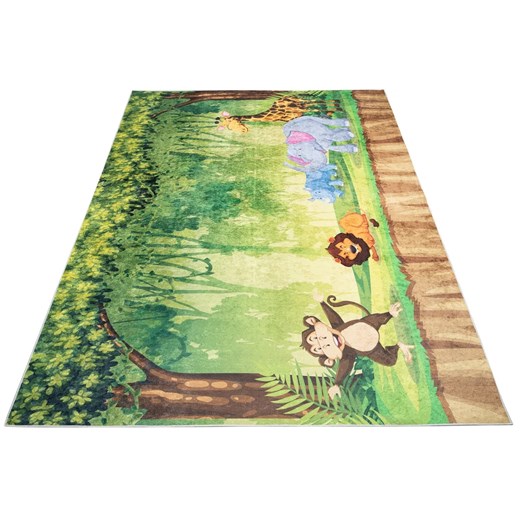 Kolorowy dywan dziecięcy ze zwierzętami w dżungli - Hazo 5X Profeos One Size Edinos.pl