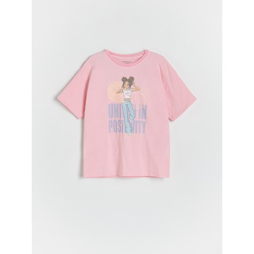 Reserved - T-shirt SmileyWorld® - różowy ze sklepu Reserved w kategorii Bluzki dziewczęce - zdjęcie 172652832
