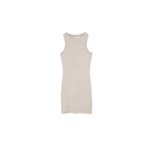 Cropp - Beżowa prążkowana sukienka mini - beżowy ze sklepu Cropp w kategorii Sukienki - zdjęcie 172654204