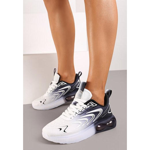 Biało-Czarne Płaskie Sznurowane Buty Sportowe Sneakersy Risanni ze sklepu born2be.pl w kategorii Buty sportowe damskie - zdjęcie 172655144
