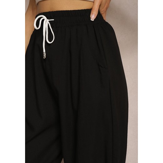 Czarne Spodnie Joggery Dresowe z Bawełny High Waist Moasis Renee 3XL promocja Renee odzież
