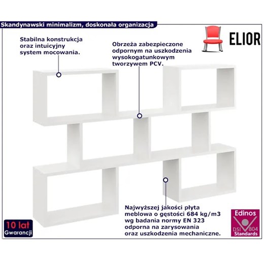 Biała minimalistyczna półka na książki - Lana Elior One Size Edinos.pl okazyjna cena