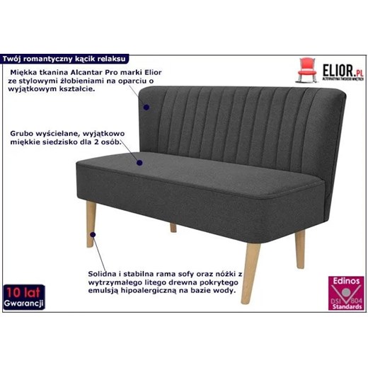 Romantyczna sofa Shelly - grafitowa Elior One Size Edinos.pl