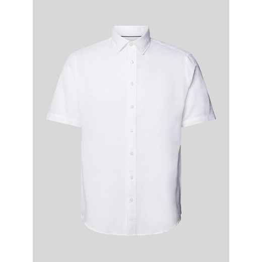 Koszula lniana o kroju slim fit z kołnierzykiem typu kent ze sklepu Peek&Cloppenburg  w kategorii Koszule męskie - zdjęcie 172662170