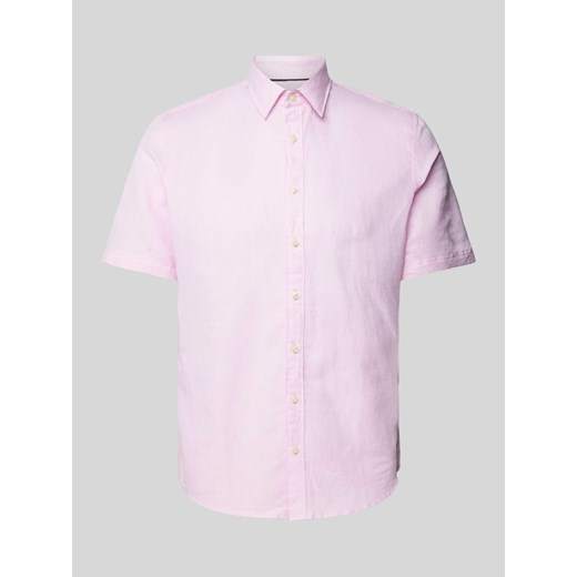 Koszula lniana o kroju slim fit z kołnierzykiem typu kent ze sklepu Peek&Cloppenburg  w kategorii Koszule męskie - zdjęcie 172662353