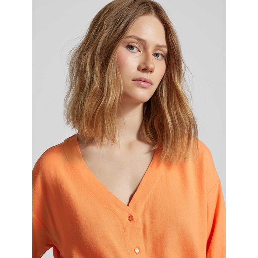 Bluzka damska Vero Moda z wiskozy pomarańczowy z dekoltem w serek 