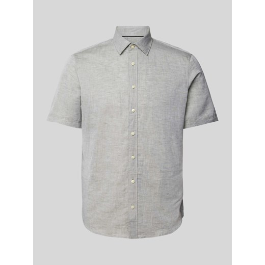 Koszula lniana o kroju slim fit z kołnierzykiem typu kent ze sklepu Peek&Cloppenburg  w kategorii Koszule męskie - zdjęcie 172662380