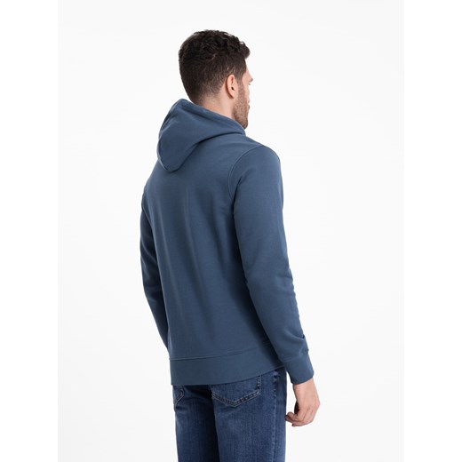 Bluza męska dresowa BASIC rozpinana z kapturem - granatowa V4 OM-SSBZ-0178 S ombre