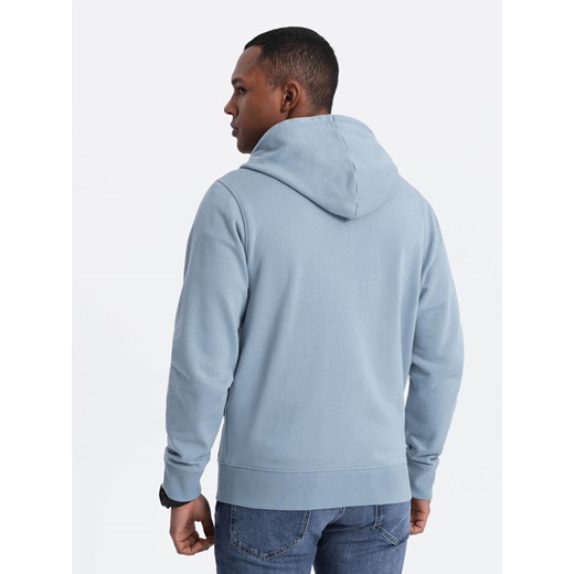 Męska bluza dresowa BASIC rozpinana z kapturem - niebieska V7 OM-SSBZ-0178 XL ombre