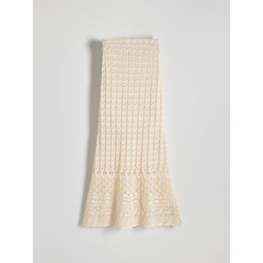 Reserved - Ażurowa spódnica maxi - kremowy Reserved S Reserved