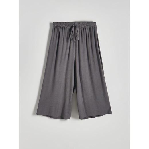 Reserved - Spodnie culotte z wiskozą - ciemnoszary Reserved XS Reserved