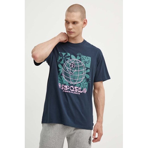 Rip Curl t-shirt bawełniany męski kolor granatowy z nadrukiem ze sklepu ANSWEAR.com w kategorii T-shirty męskie - zdjęcie 172666393