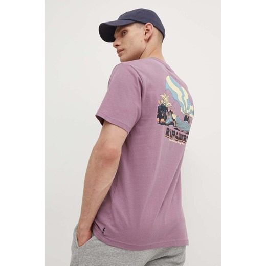 Rip Curl t-shirt bawełniany męski kolor fioletowy z nadrukiem ze sklepu ANSWEAR.com w kategorii T-shirty męskie - zdjęcie 172666412
