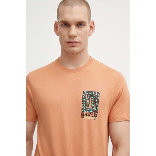 Rip Curl t-shirt bawełniany męski kolor pomarańczowy z nadrukiem ze sklepu ANSWEAR.com w kategorii T-shirty męskie - zdjęcie 172666431