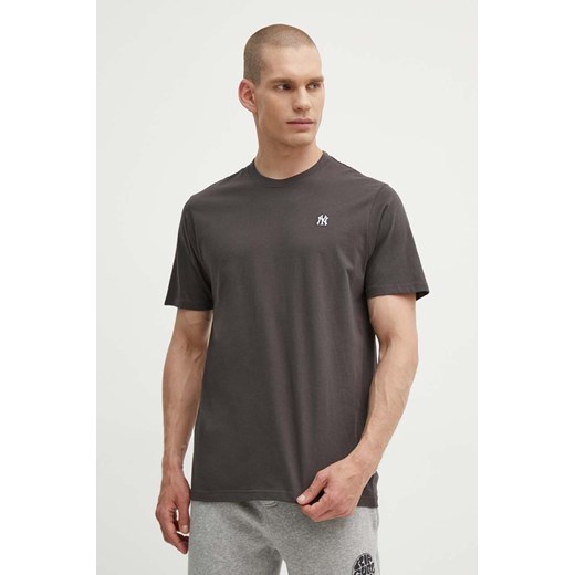 47 brand t-shirt bawełniany MLB New York Yankees męski kolor szary gładki BB017TEMBRT564976CC ze sklepu ANSWEAR.com w kategorii T-shirty męskie - zdjęcie 172666492