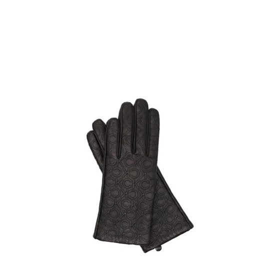 Calvin Klein Skórzane rękawiczki RE-LOCK DEBOSSED | z dodatkiem wełny Calvin Klein M/L okazyjna cena Gomez Fashion Store