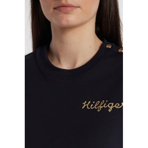 Tommy Hilfiger T-shirt GOLD BUTTON | Regular Fit Tommy Hilfiger XS okazja Gomez Fashion Store