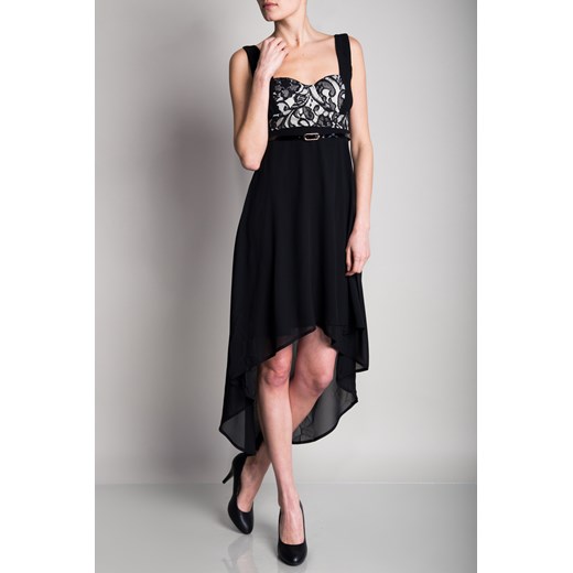 Sukienka asymetryczna na szerokich ramiączkach czarna depare-pl  damskie