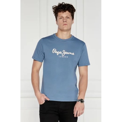 T-shirt męski Pepe Jeans z krótkim rękawem niebieski bawełniany 