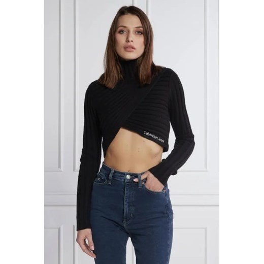 Calvin Klein Jeans Golf WRAP | Slim Fit | z dodatkiem wełny M okazja Gomez Fashion Store