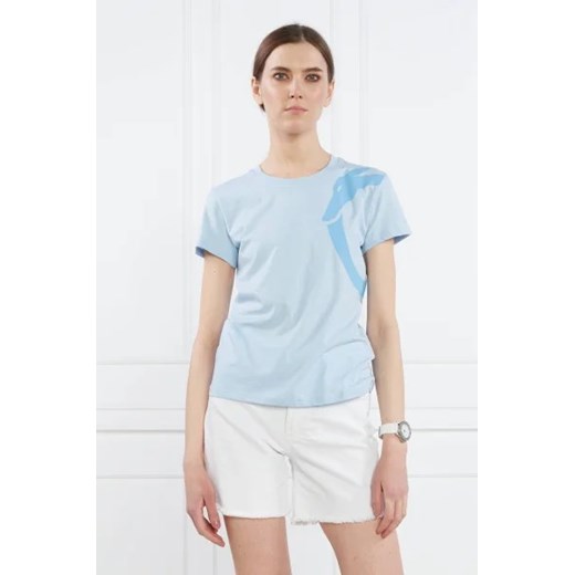 Trussardi T-shirt GREYHOUND SHOULDER PRINT COTTON JERSEY 30/1 | Regular Fit ze sklepu Gomez Fashion Store w kategorii Bluzki damskie - zdjęcie 172839541