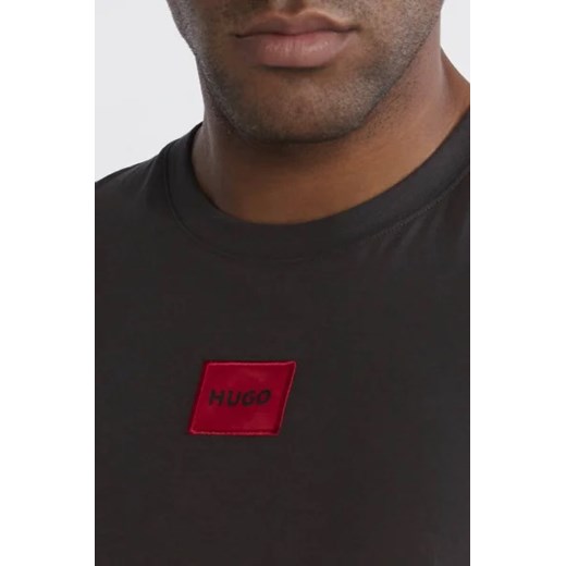 T-shirt męski Hugo Boss z elastanu czarny z krótkimi rękawami 