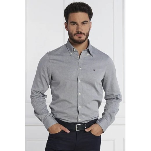 Koszula męska Tommy Hilfiger bawełniana szara z długimi rękawami z klasycznym kołnierzykiem casual