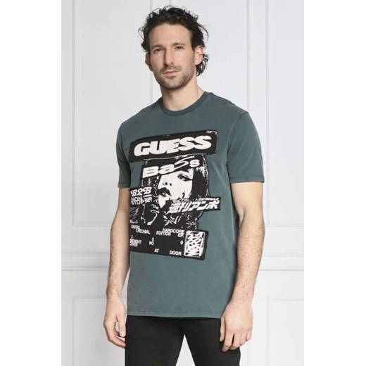 GUESS T-shirt SS BSC GUESS MUSIC POSTER | Regular Fit Guess L okazja Gomez Fashion Store