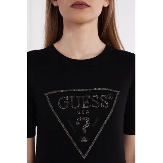 GUESS Sweter KAYLA LOGO RN SS SWTR | Slim Fit Guess XL promocyjna cena Gomez Fashion Store