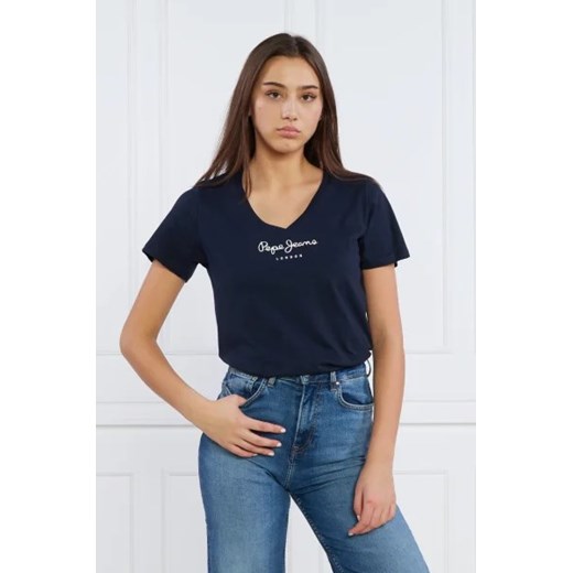 Pepe Jeans London T-shirt WENDY V NECK | Regular Fit ze sklepu Gomez Fashion Store w kategorii Bluzki damskie - zdjęcie 172872004