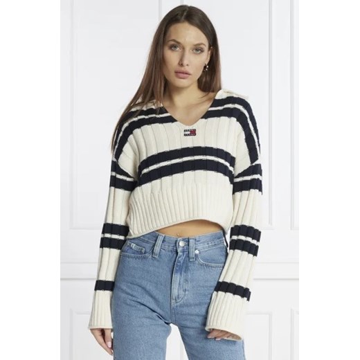 Tommy Jeans Sweter STRIPE EXT | Cropped Fit ze sklepu Gomez Fashion Store w kategorii Swetry damskie - zdjęcie 172891294