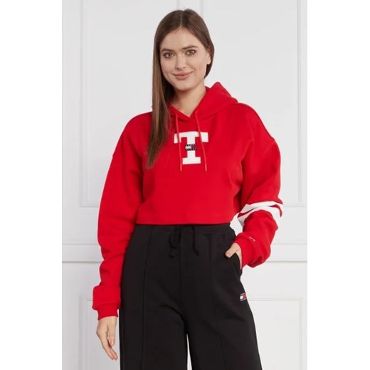 Tommy Jeans Bluza TJW SP CRP LETTERMAN FLAG HOODIE | Cropped Fit ze sklepu Gomez Fashion Store w kategorii Bluzy damskie - zdjęcie 172893860