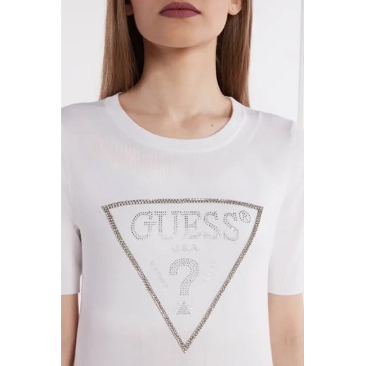 GUESS Sweter KAYLA LOGO RN SS SWTR | Slim Fit Guess XS promocja Gomez Fashion Store